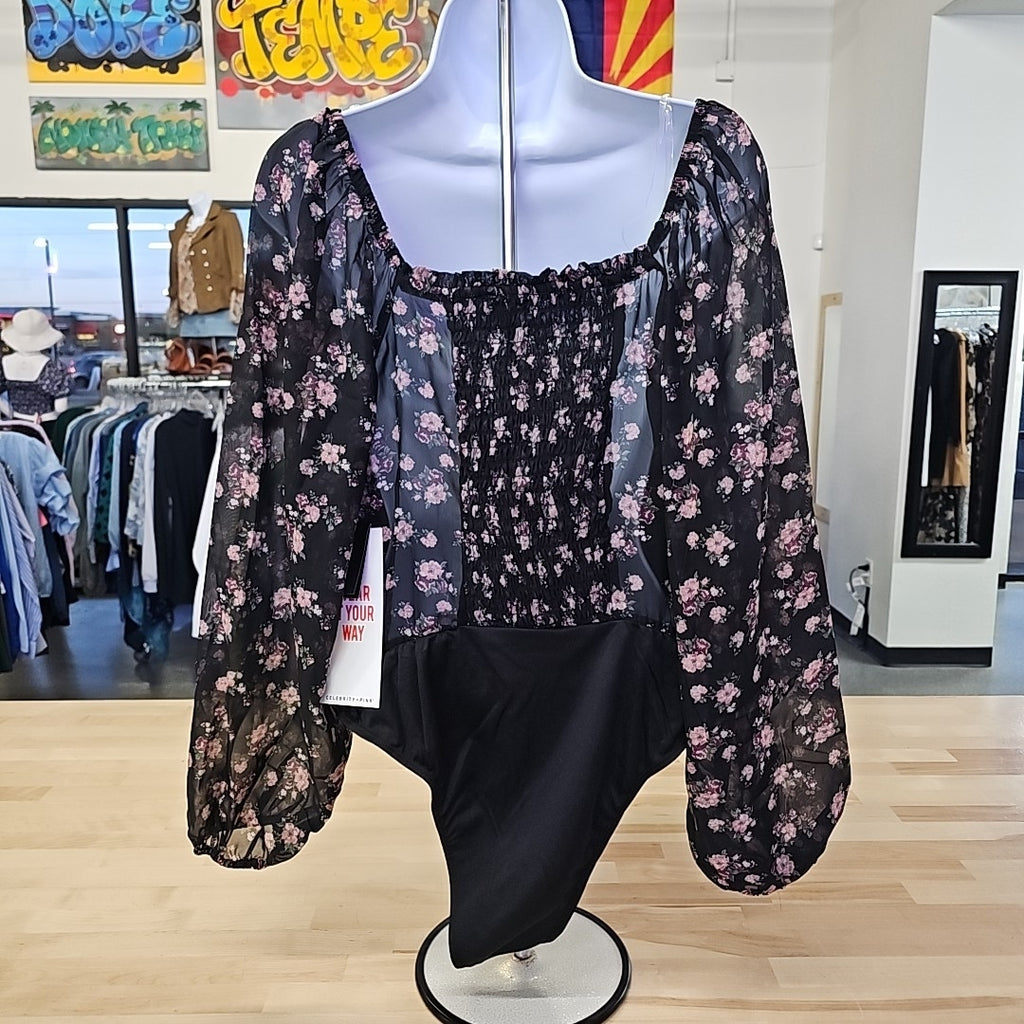 Celebrity Pink Juniors' Ruched Long-Sleeve Bodysuit