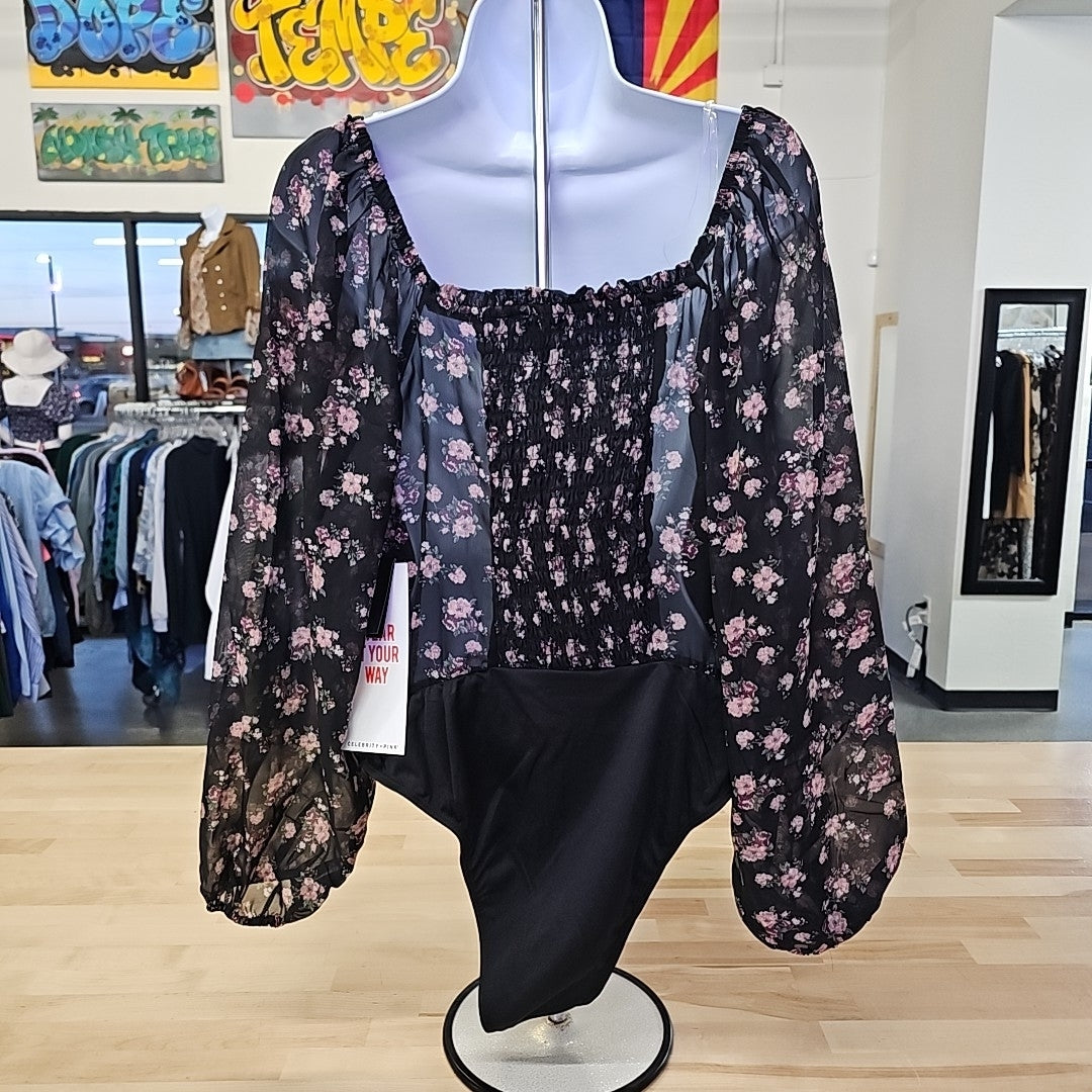 Celebrity Pink Juniors' Ruched Long-Sleeve Bodysuit