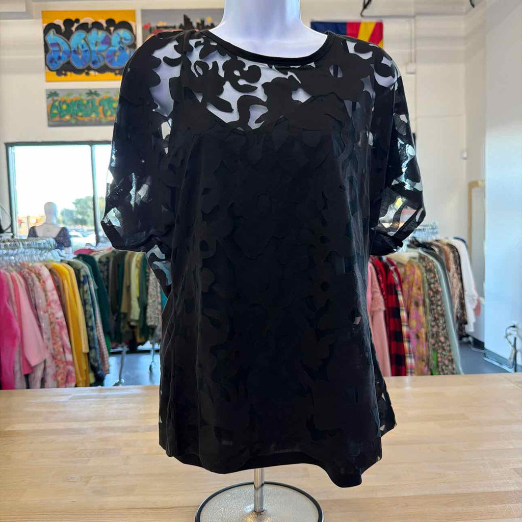 BOSS Orange Womens Floral Lace Top Black XL