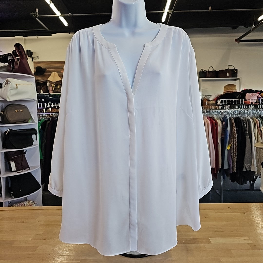 NYDJ Women's 2X White Pintuck Blouse