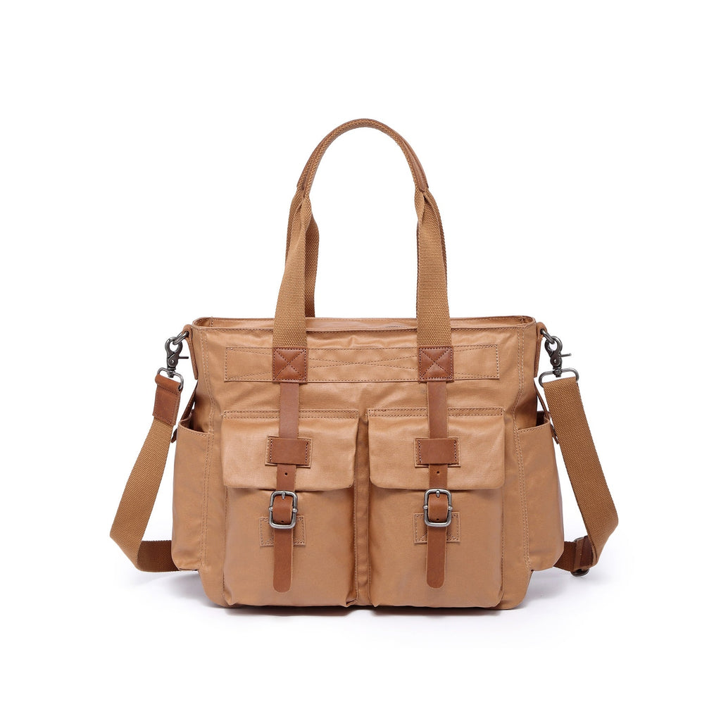 Tsd Brand Urban Light Coated Canvas Tote Bag - Tan