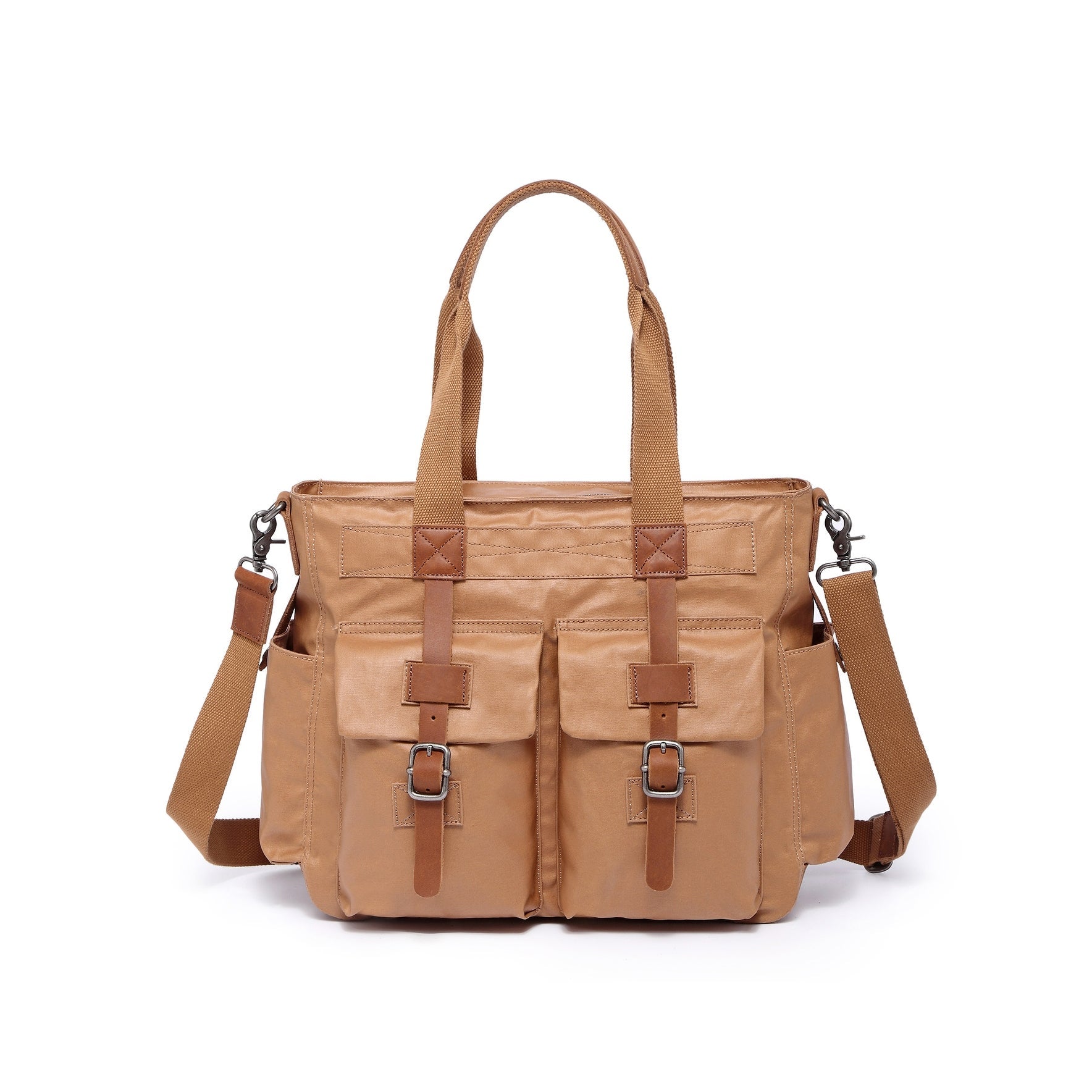 Tsd Brand Urban Light Coated Canvas Tote Bag - Tan