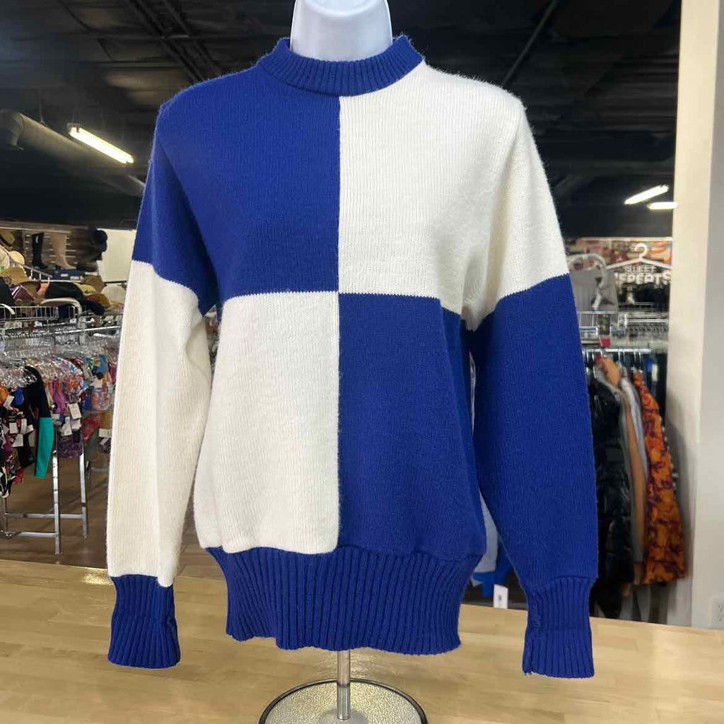Pepster Hall Size M Blue White Knit Vintage Sweater