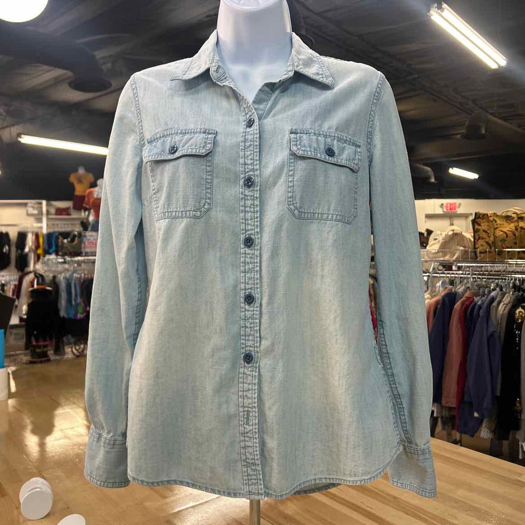 Lucky Brand Size S Blue Denim Preloved Button Down LS