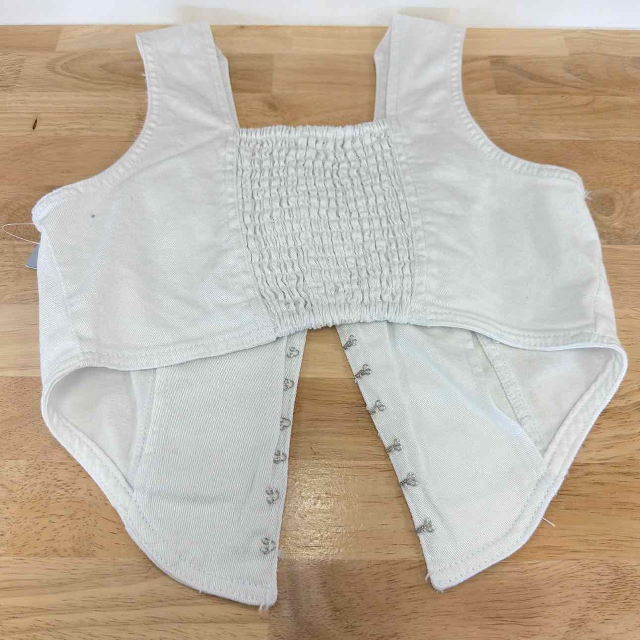 Madden Girl Size S Denim Hook-Front Corset Top - White