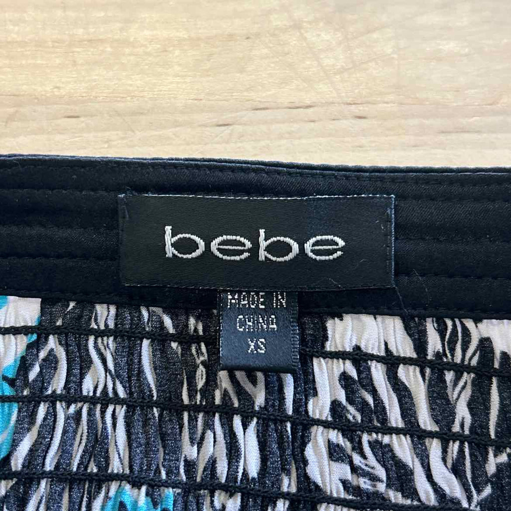 Bebe Size XS Blue Black Silk Preloved Halter
