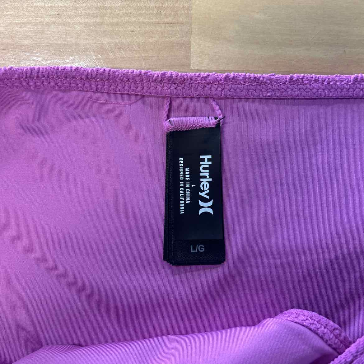 Hurley Size L Wave Srunch Moderate Bikini Bottoms - Orchid