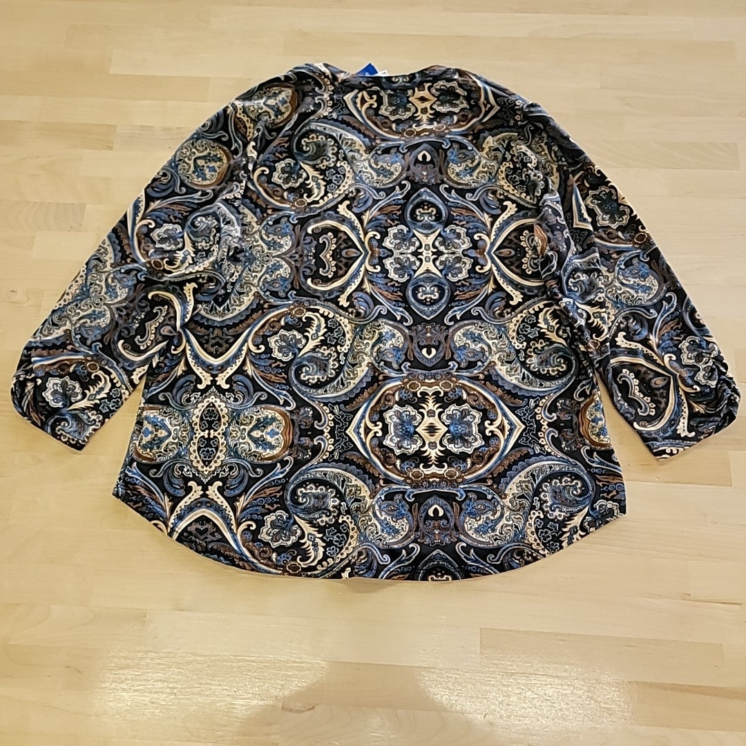 Claudia Richard Size PL Brown & Blue Long Sleeve