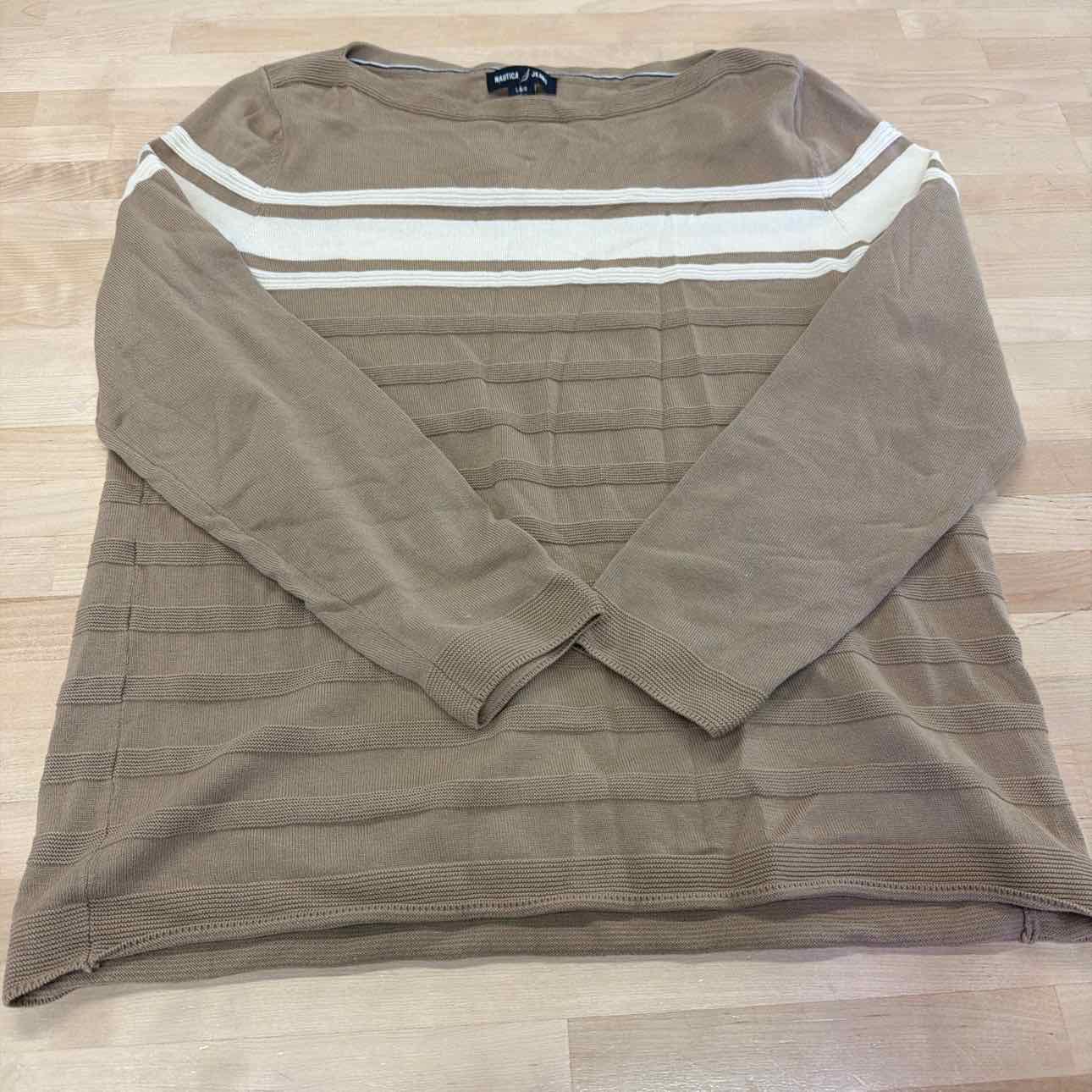 Nautica Women's Jeans Long Sleeve Stripe Boatneck Sweater