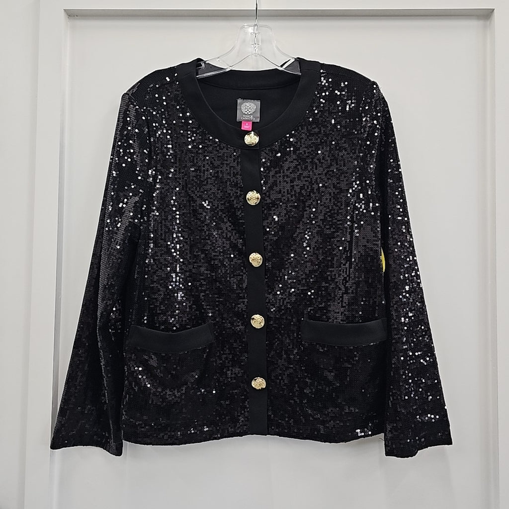 Vince Camuto Size 8 Black Sequined Jacket
