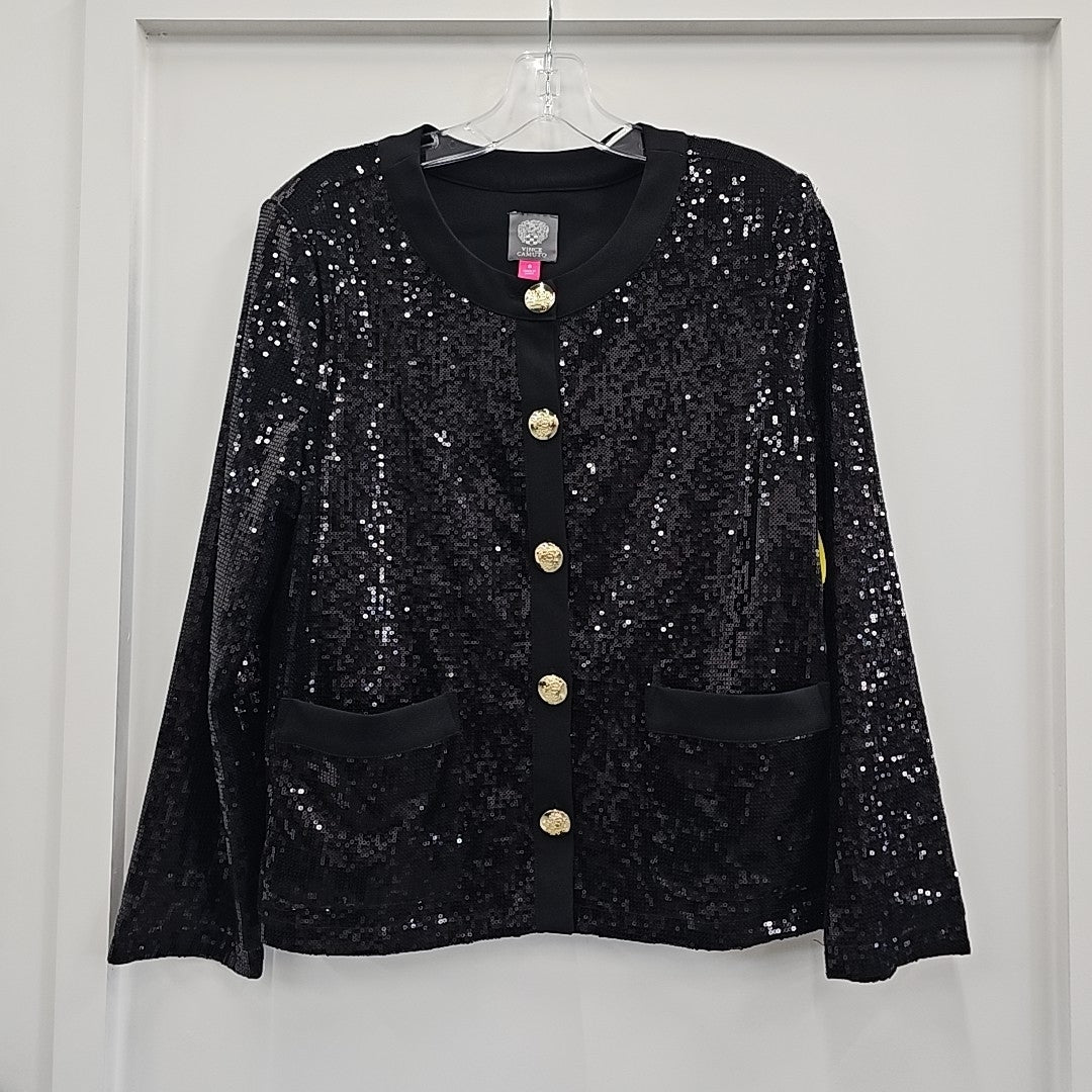 Vince Camuto Size 8 Black Sequined Jacket