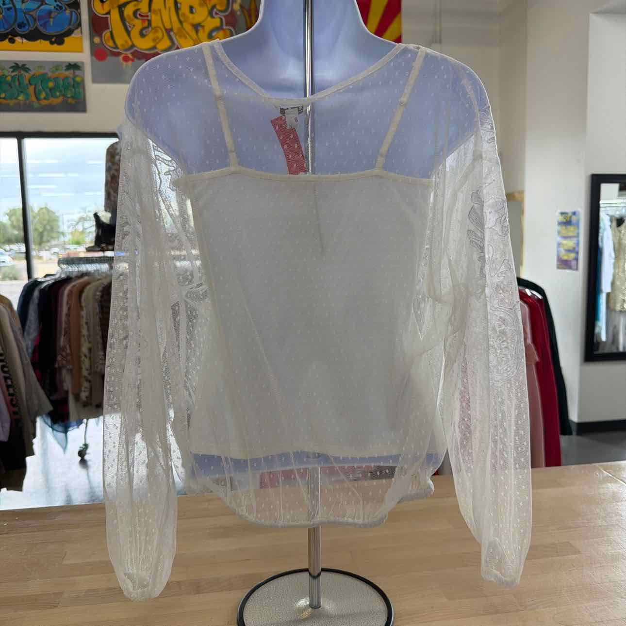 Guess Size XS White Mesh New Blouse