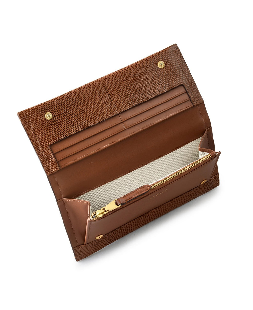 Radley London Oak Street Faux Lizard Flap Over Wallet - Saddle