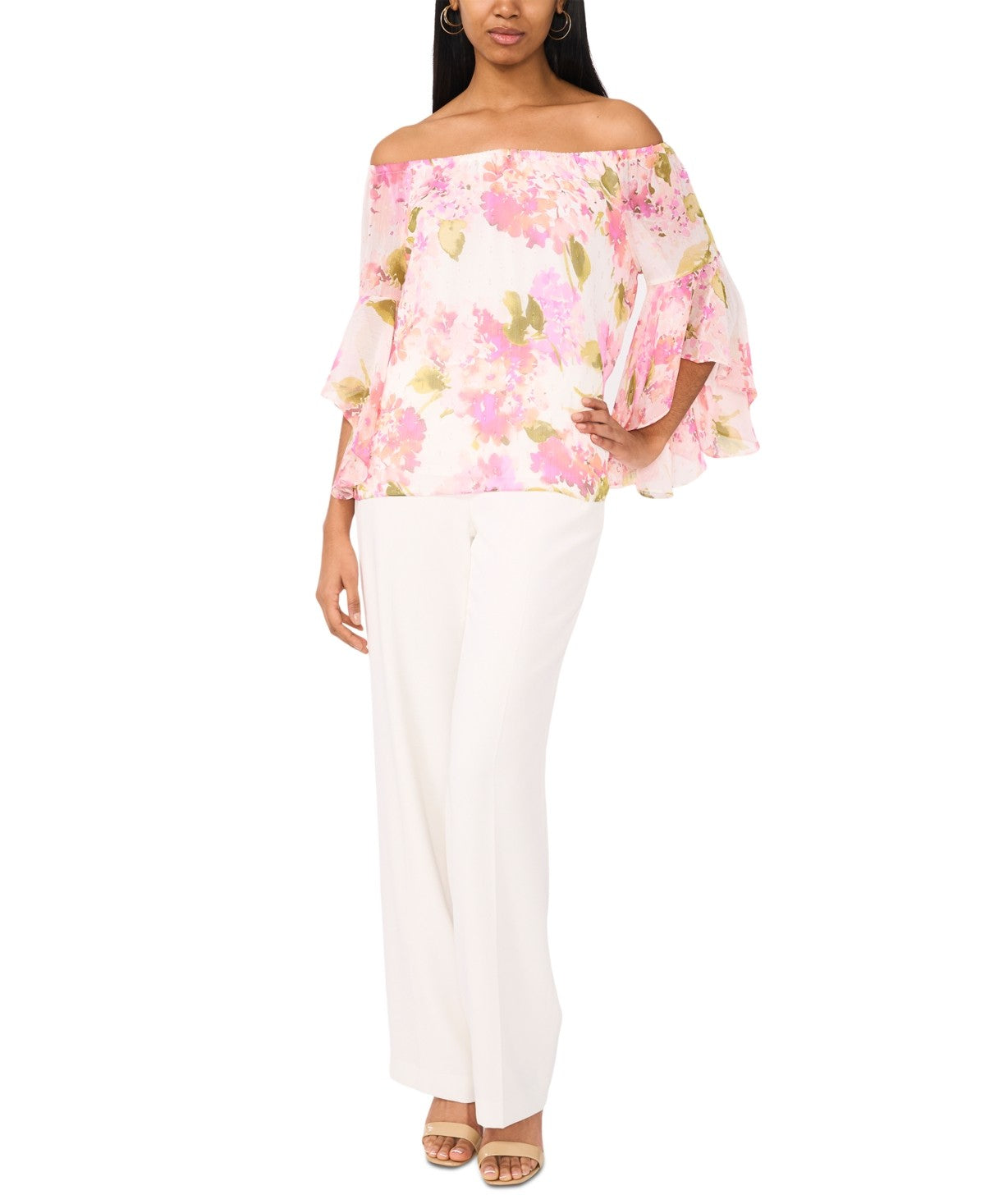 MSK Size PS Pink/white New Blouse LS