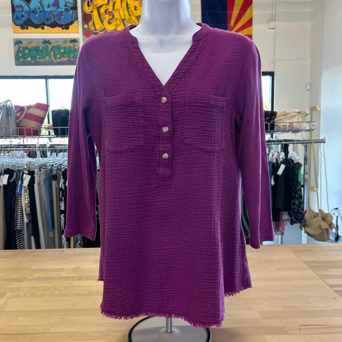 Westbound Size S Purple Cotton Preloved Blouse LS