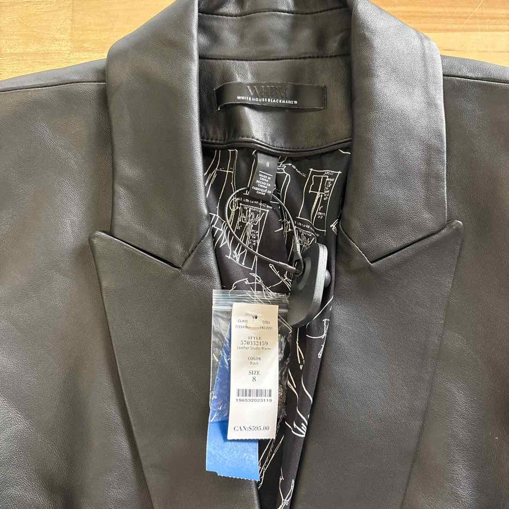 White House Black Market Jacket Women's Studio Leather Blazer in Black Size 8