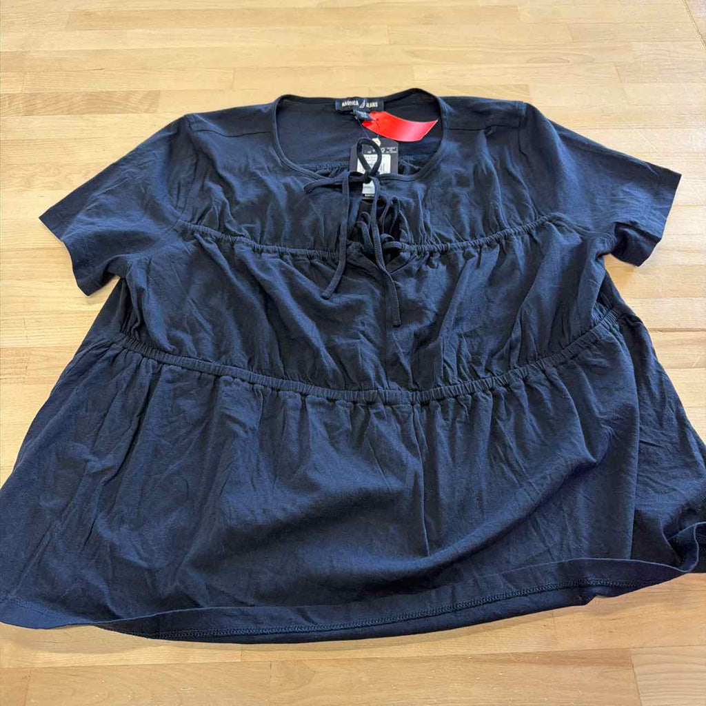 Nautica Women's Jeans Short Sleeve Tie Front Knit Top