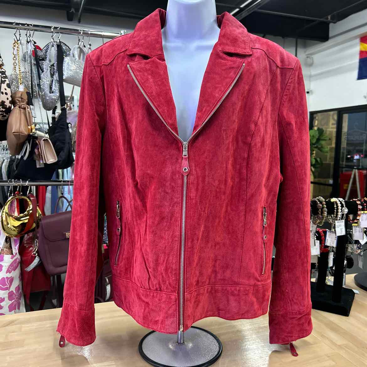 Pamela McCoy Size 2X Red Leather Jacket