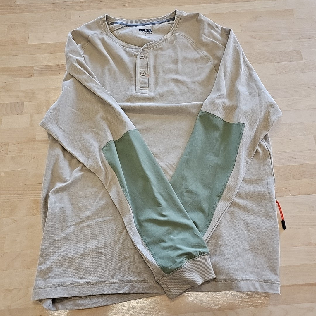 Bass Outdoor Size L Tan MENS Long Sleeve Shirt