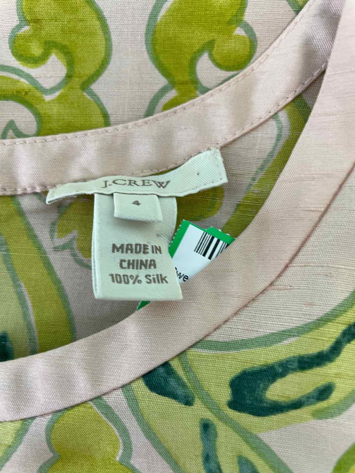 J Crew Size 4 Peach Print Sleeveless