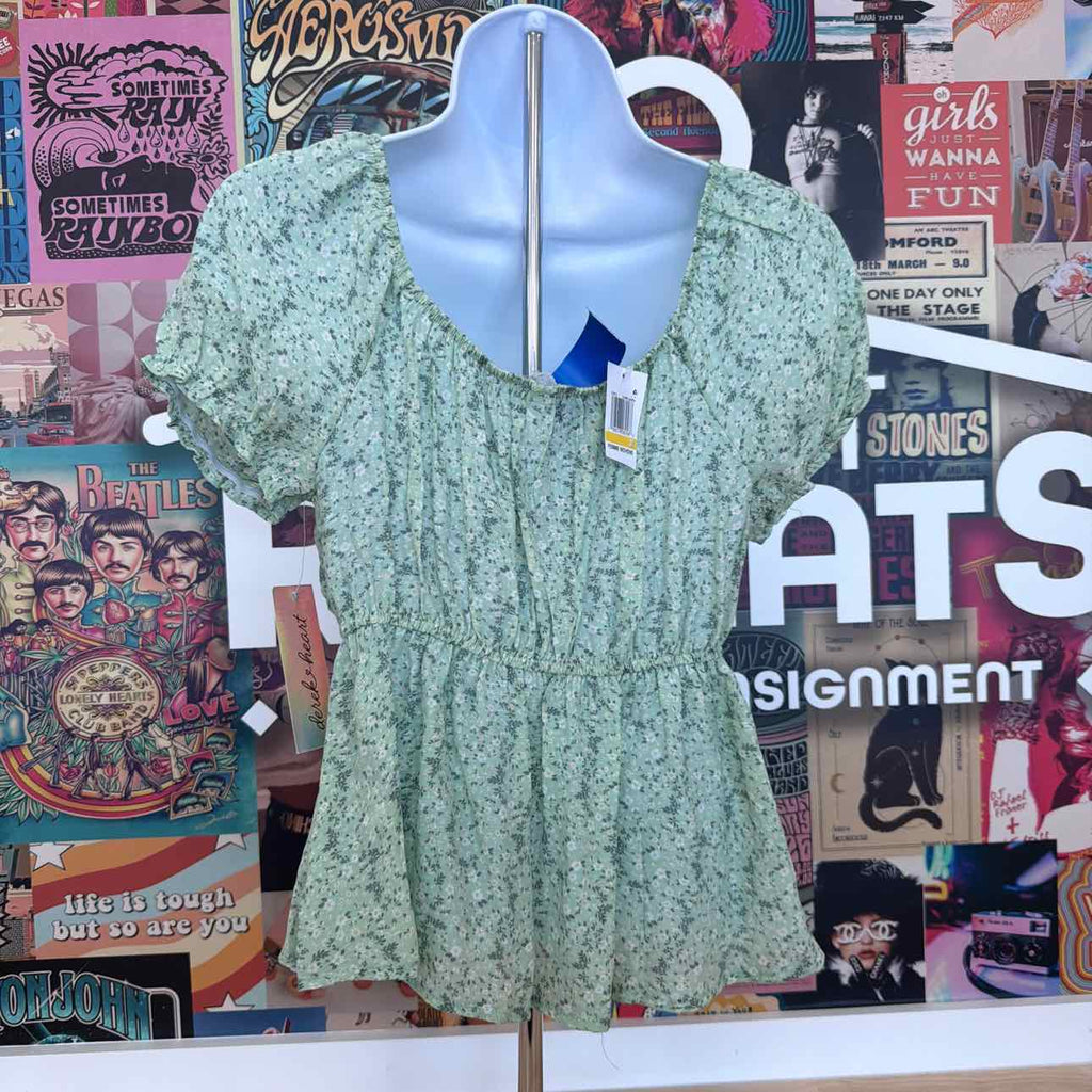 Derek Heart Size M Green New Blouse SS