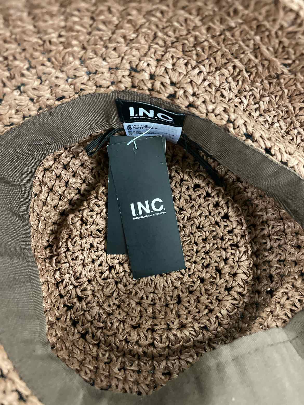 I.N.C. International Concepts Straw Telescope Bucket Hat Chocolate ONE SIZE