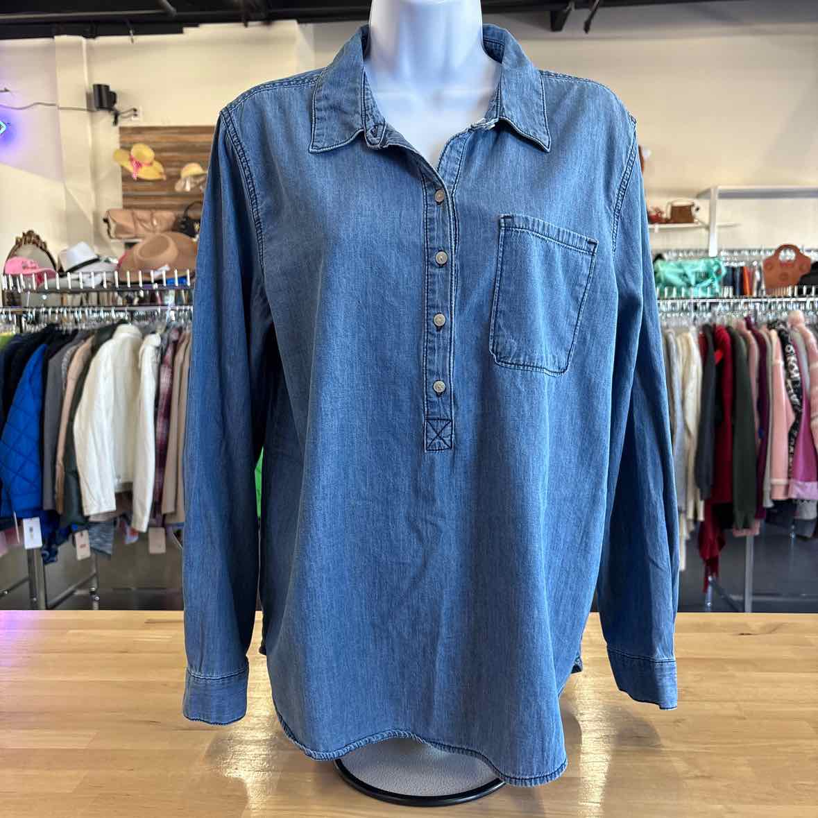 a.n.a Size L Blue Long Sleeve