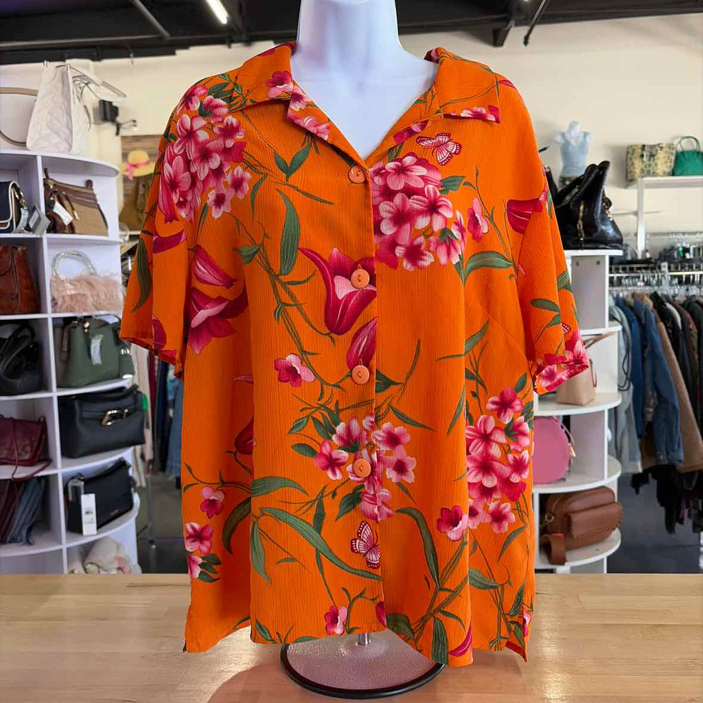 Sag Harbor Size 18 Orange Preloved Button Down SS