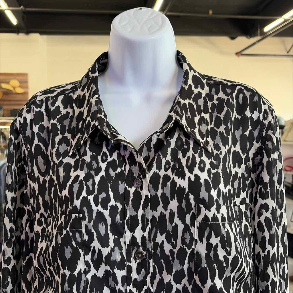Jones New York Size XL Black & White Preloved Button Down LS