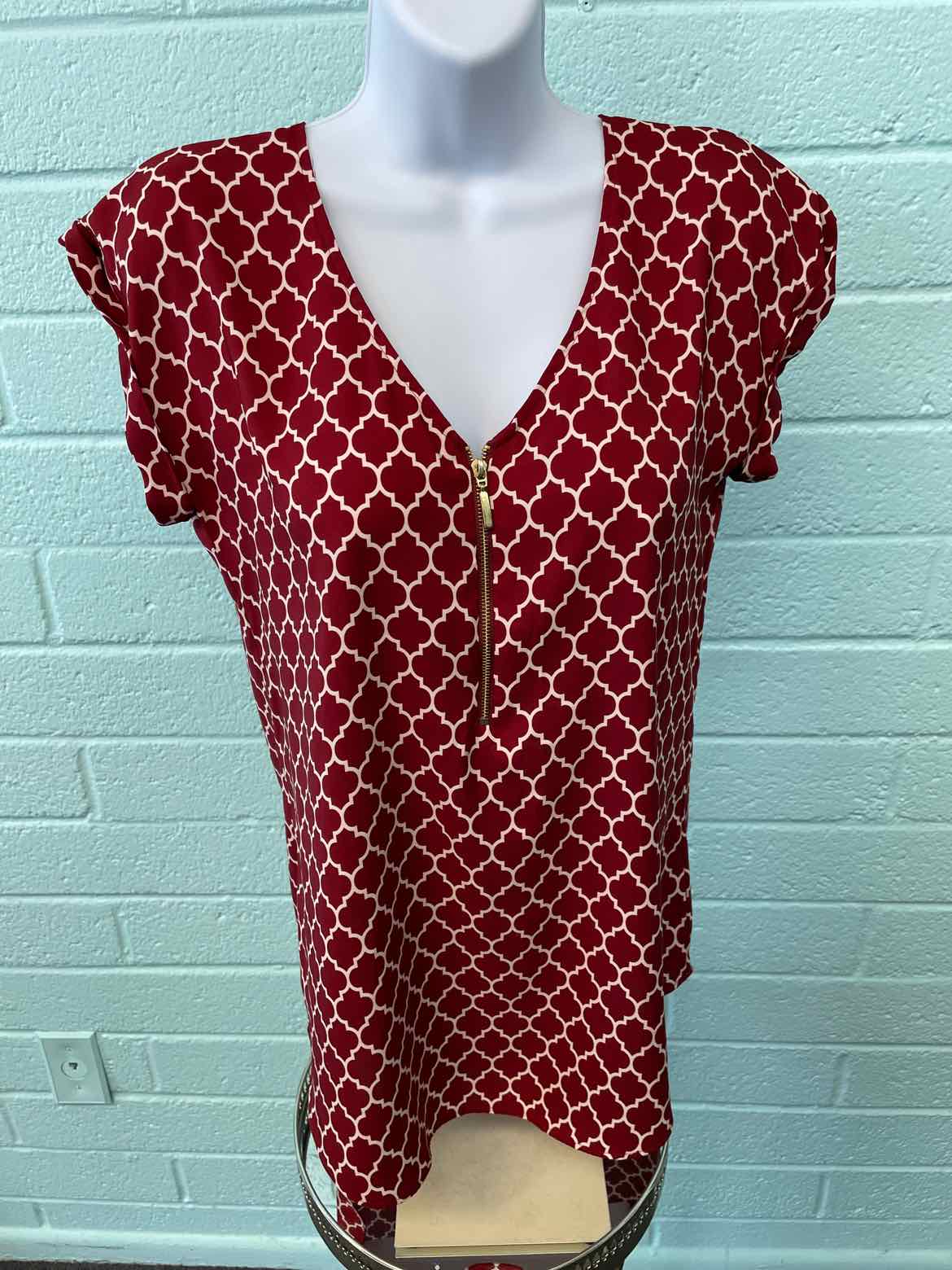 Express Size S Brick red & tan Blouse