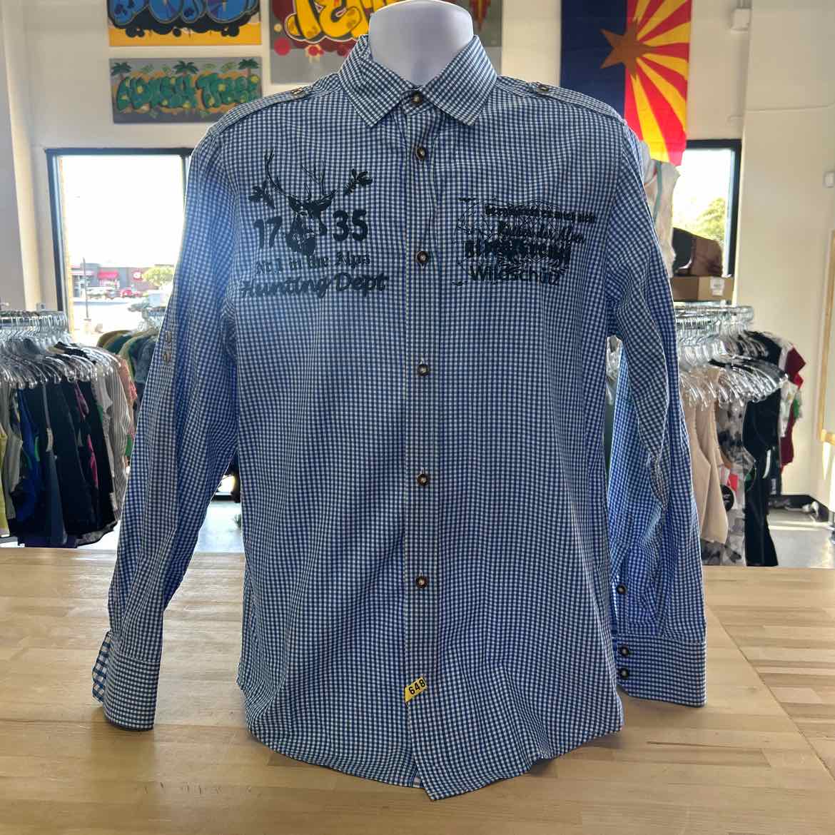 Landhaus Size M Blue White Preloved Button Down LS