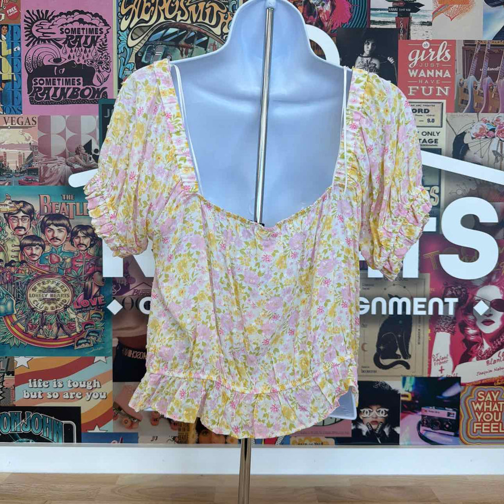 Self E Size XL Self Esteem Floral Short Sleeve Peasant Blouse