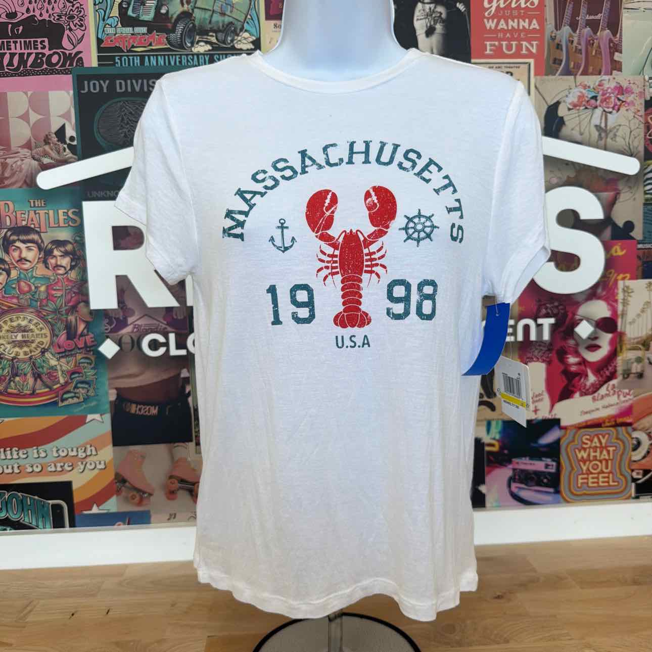 Rebellious One Size M Lobster Graphic T-Shirt - White Lobster