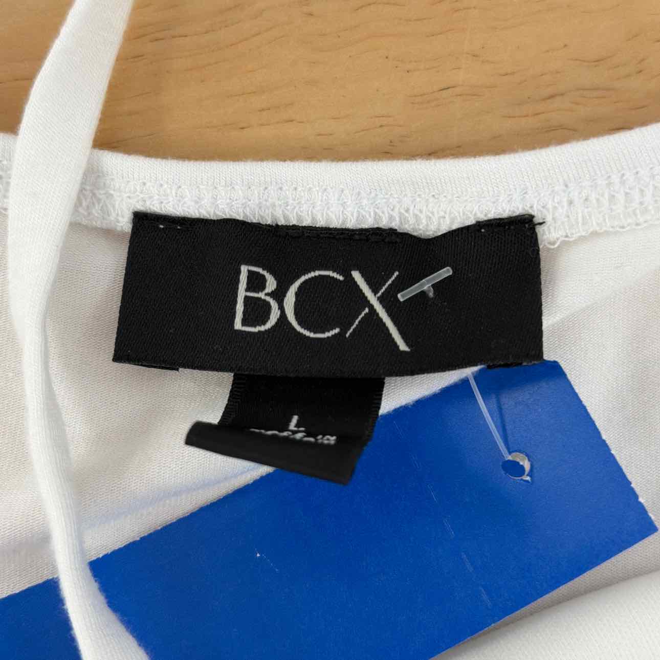 BCX Size L Solid Poplin Bubble-Peplum Square-Neck Top