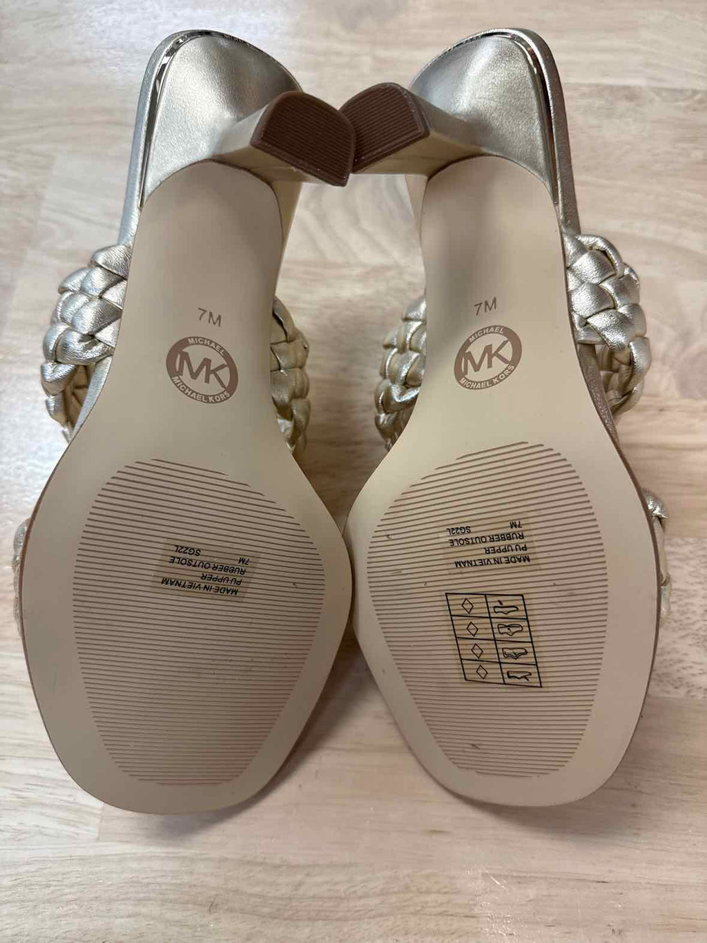 Michael Kors Size 7 Gold Nadia Metallic Braided Mules  NWOT