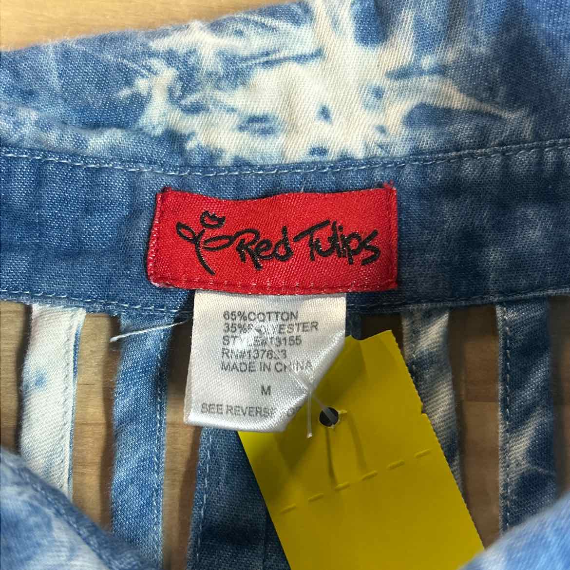 Red Tulips Size M Denim Preloved Tank