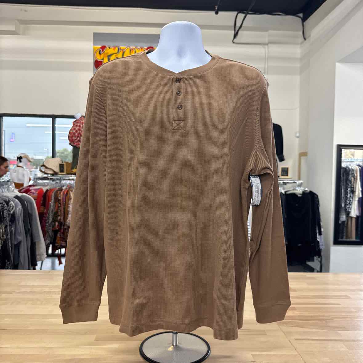 Club Room Size L Tan MENS Long Sleeve Shirt