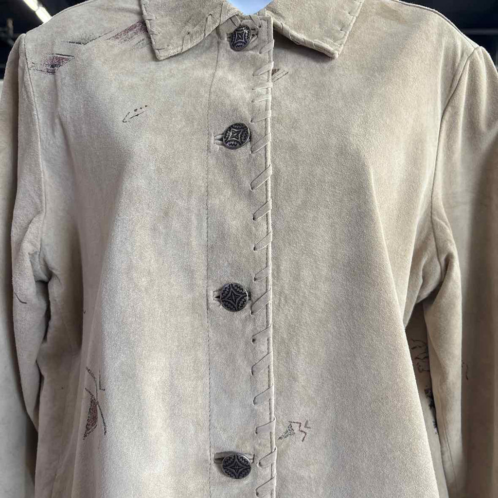 Chico's Size 2 Tan Leather Preloved Jacket