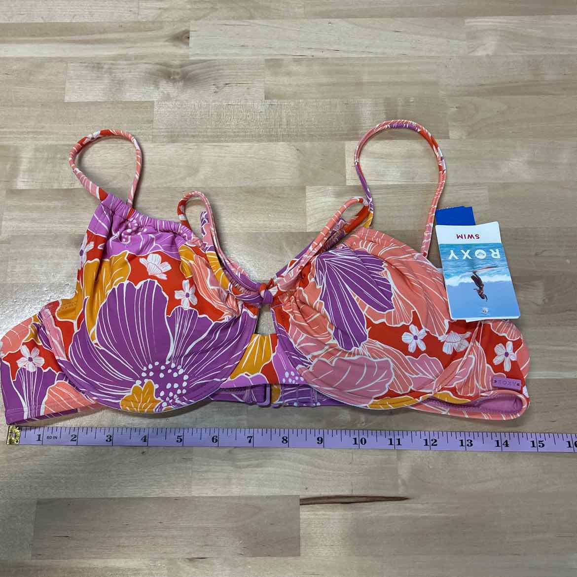 Roxy Size XL Ruched Swim Bikini Top