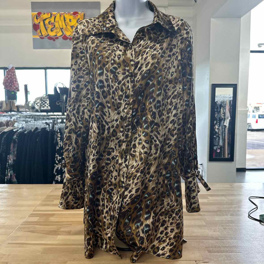 Bella Pelle Size L Brown Button Down Shirt
