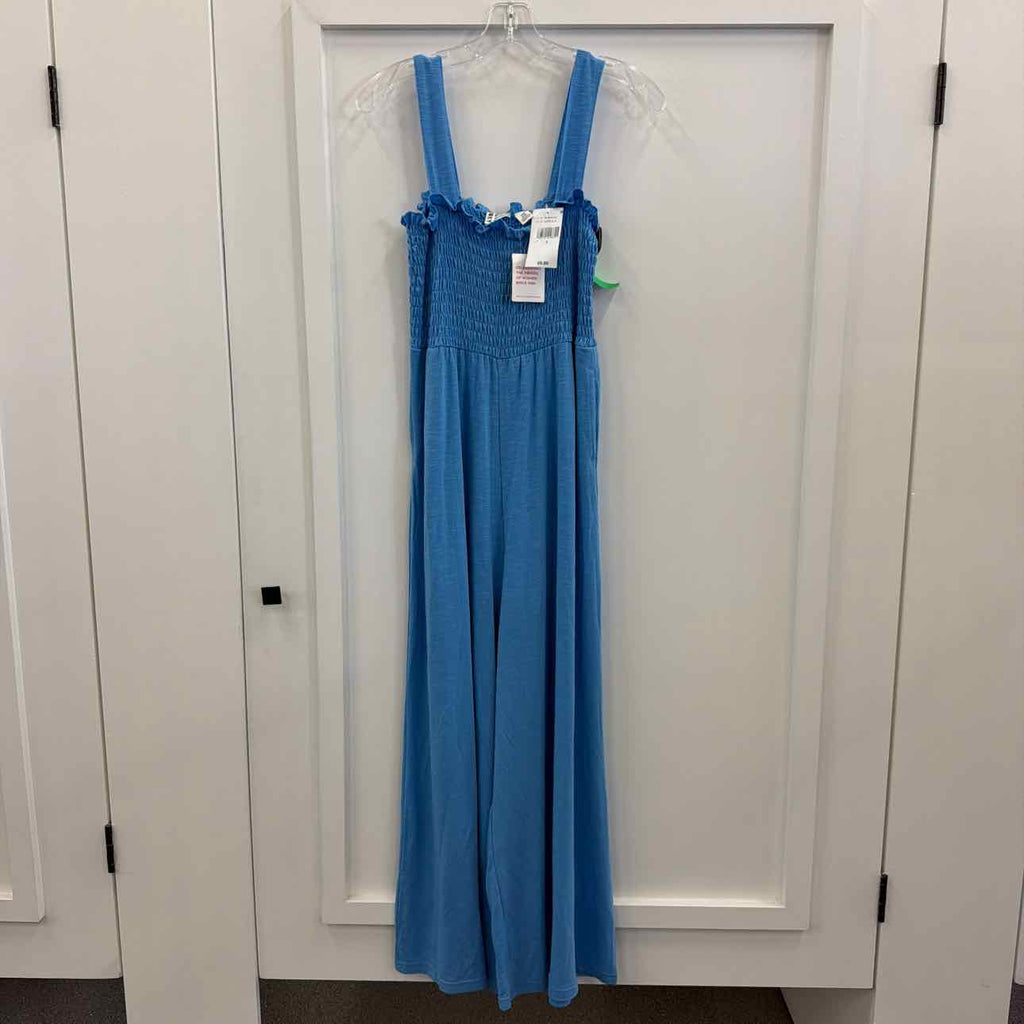 Roxy Just Passing by Smocked Jumpsuit - Azure Blue