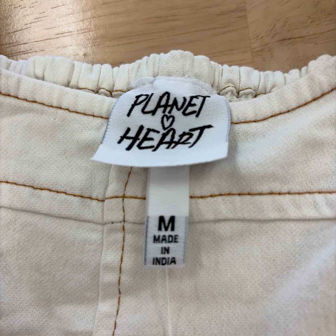 Planet Heart Size M  Juniors' Denim Puff-Sleeve Mini Dress - Off White Wash