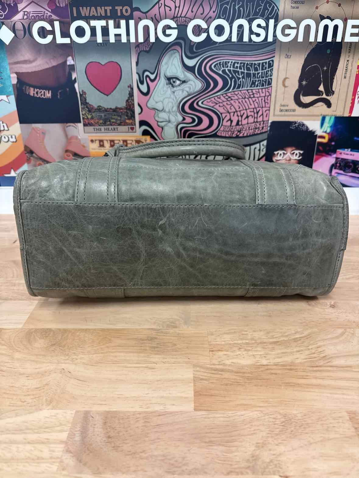 Frye Green Leather Preloved Handbag