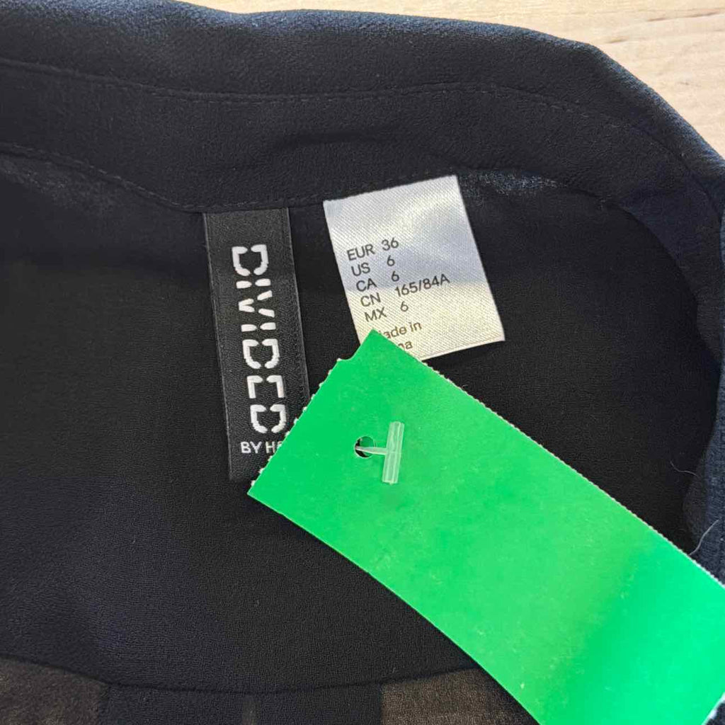 H&M Size 6 Black Sheer Preloved Blouse LS
