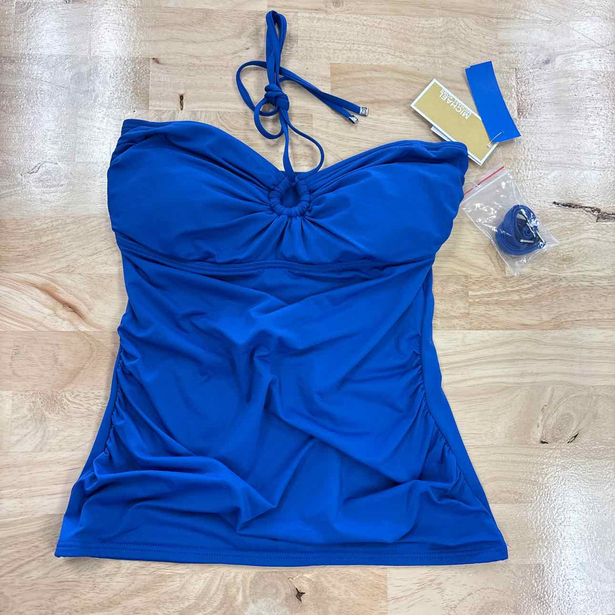 Michael Michael Kors Women's Shirred Halter Tankini - Bright Royal
