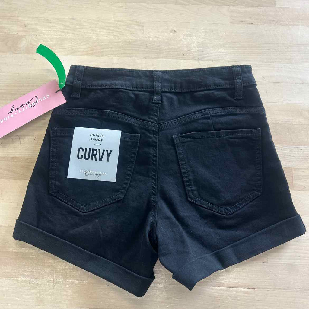Celebrity Pink Juniors' 4" High-Rise Curvy Denim Shorts - Black - 0