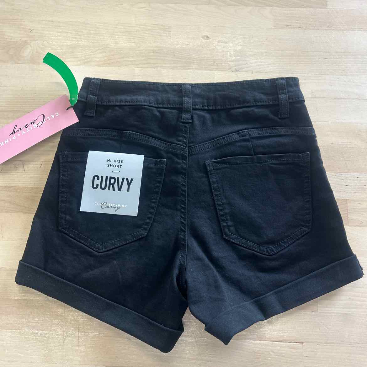 Celebrity Pink Juniors' 4" High-Rise Curvy Denim Shorts - Black - 0