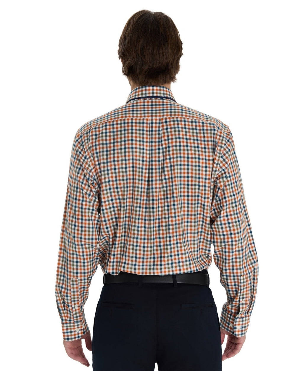 Club Room Size 33 Men's Fashion Plaid Pattern Poplin Shirt