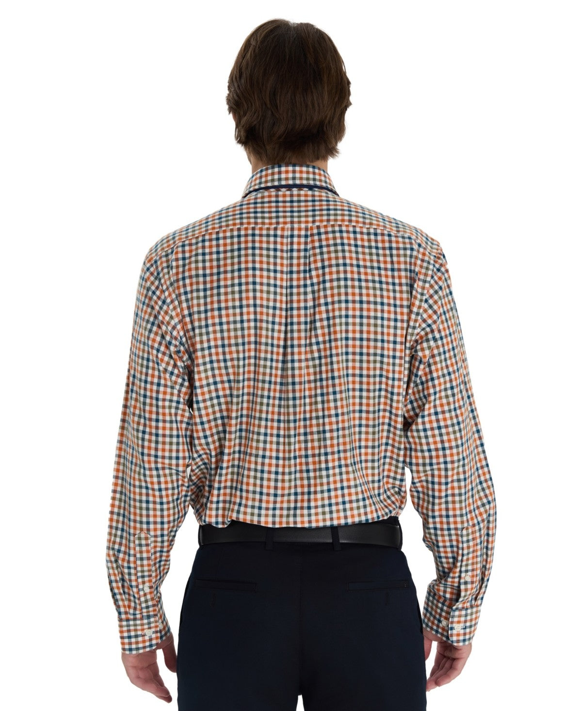 Club Room Size 33 Men's Fashion Plaid Pattern Poplin Shirt
