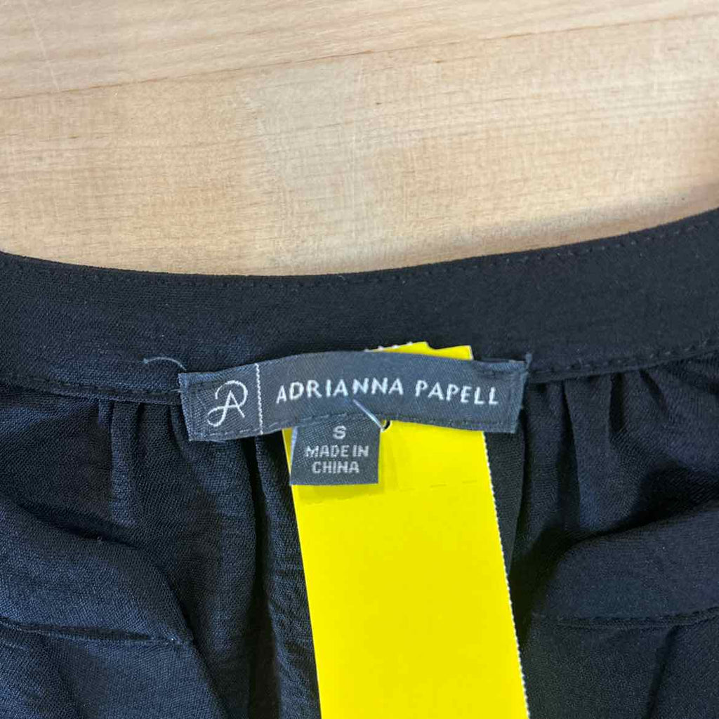 Adrianna Papell Size S Black Blouse LS